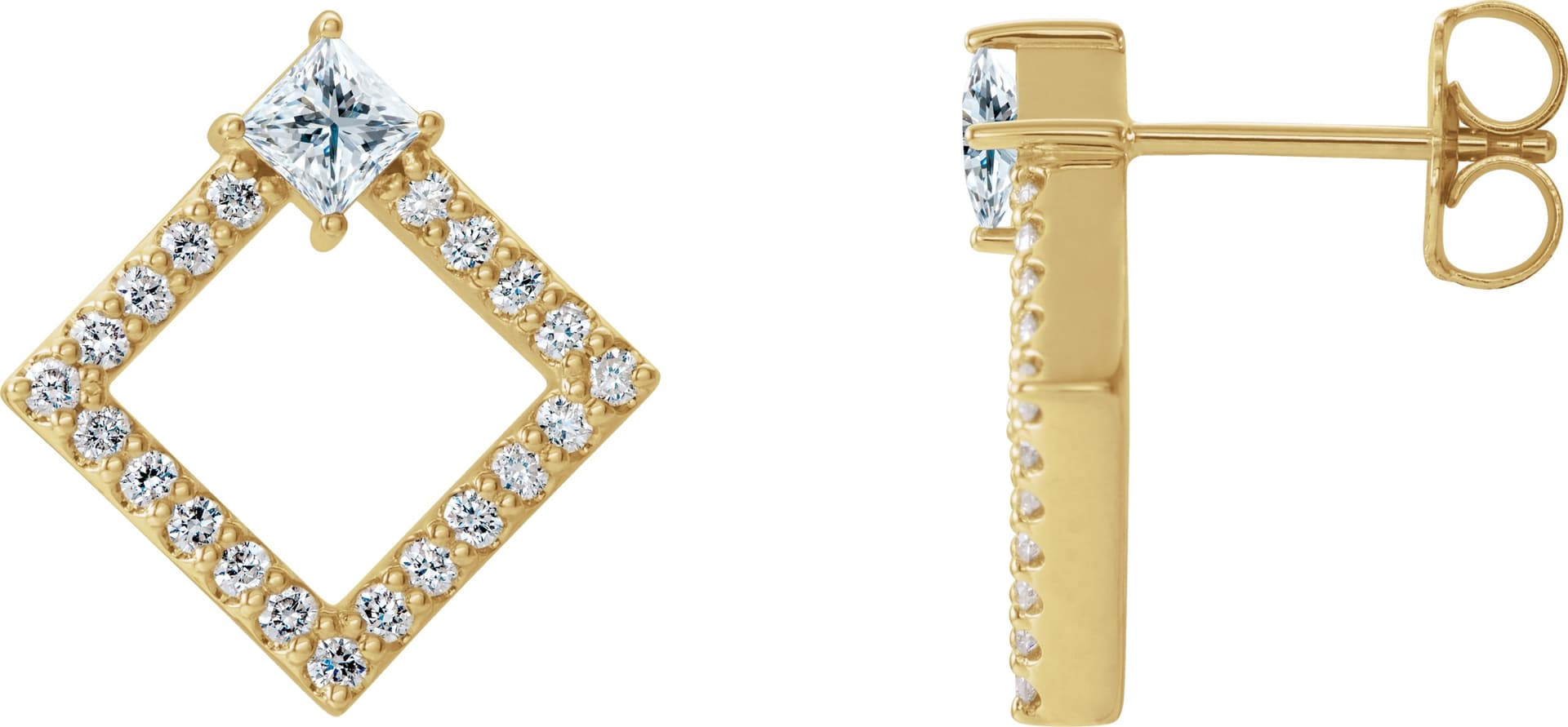 14K Yellow Gold 5/8 CTW Natural Diamond Earrings           