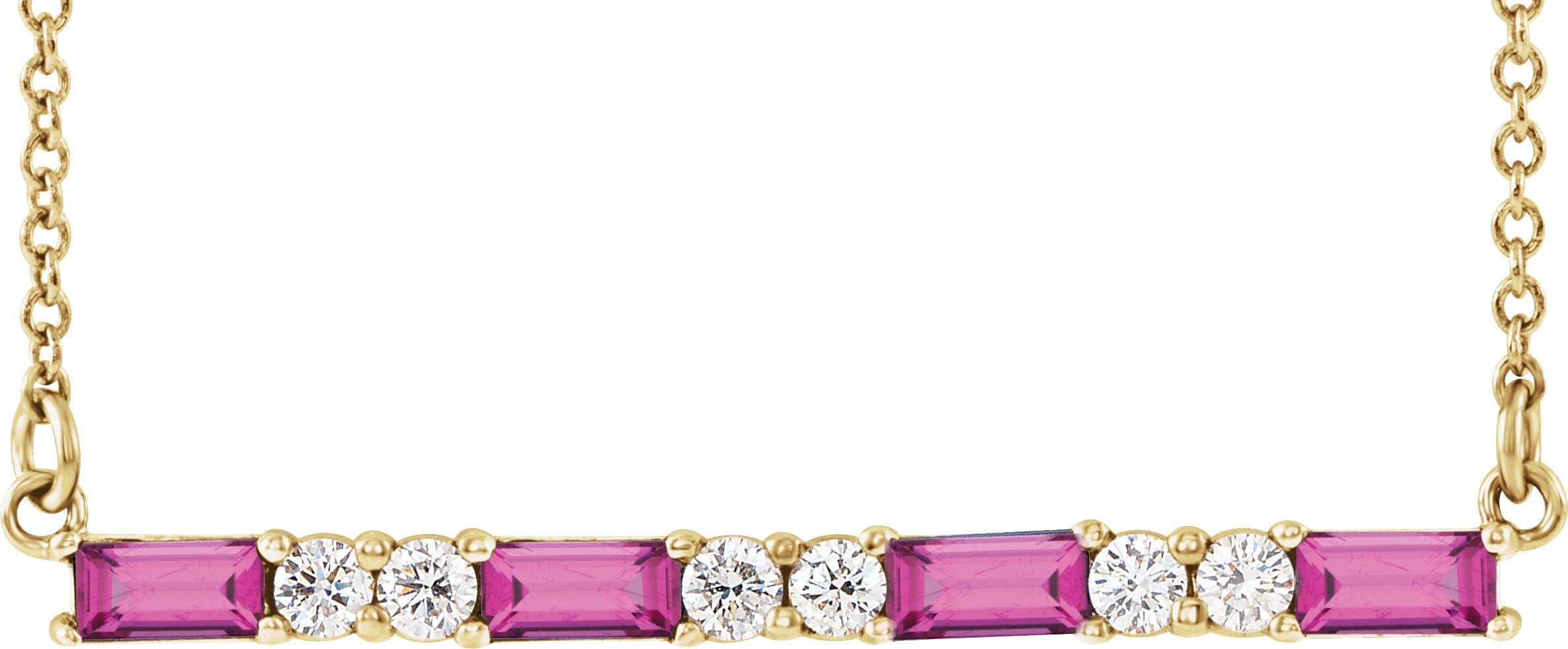 14K Rose Lab-Grown Alexandrite & 1/6 CTW Natural Diamond Bar 16-18 Necklace