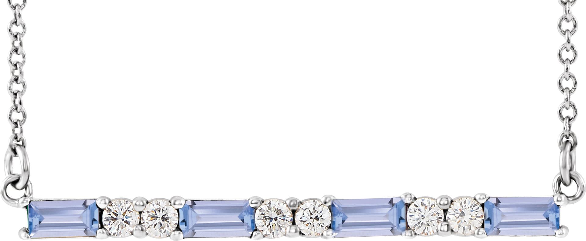 14K Rose Lab-Grown Alexandrite & 1/6 CTW Natural Diamond Bar 16-18 Necklace