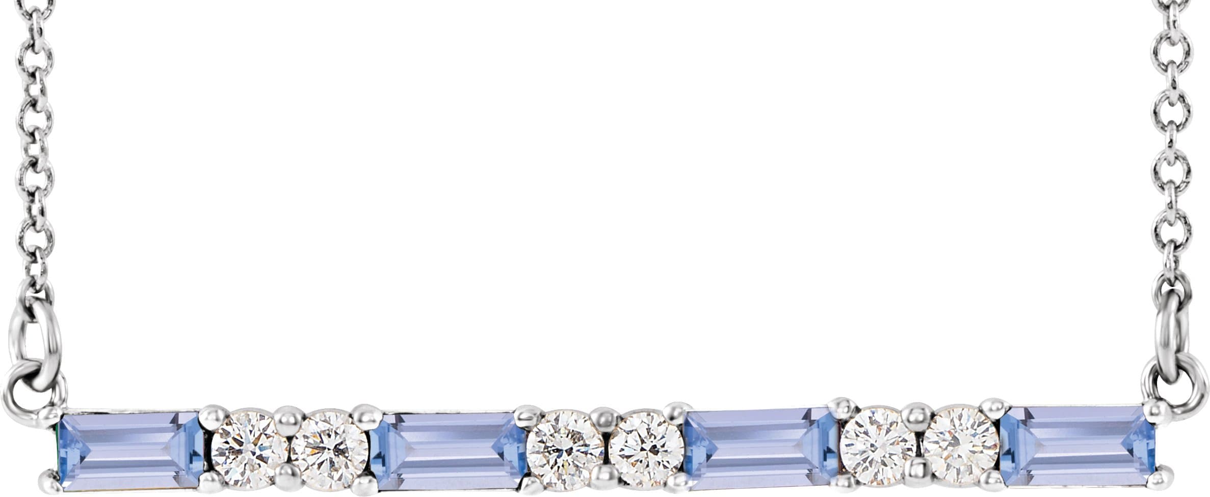 14K Rose Lab-Grown Alexandrite & 1/6 CTW Natural Diamond Bar 16-18 Necklace