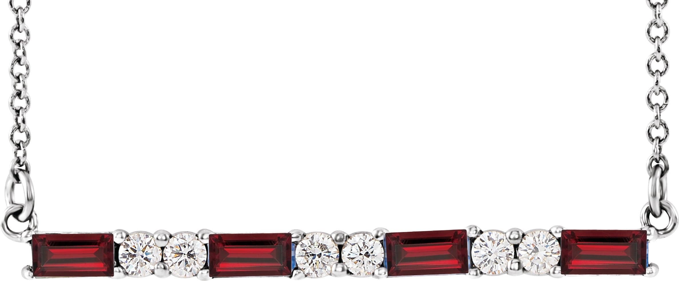 14K Rose Lab-Grown Alexandrite & 1/6 CTW Natural Diamond Bar 16-18 Necklace