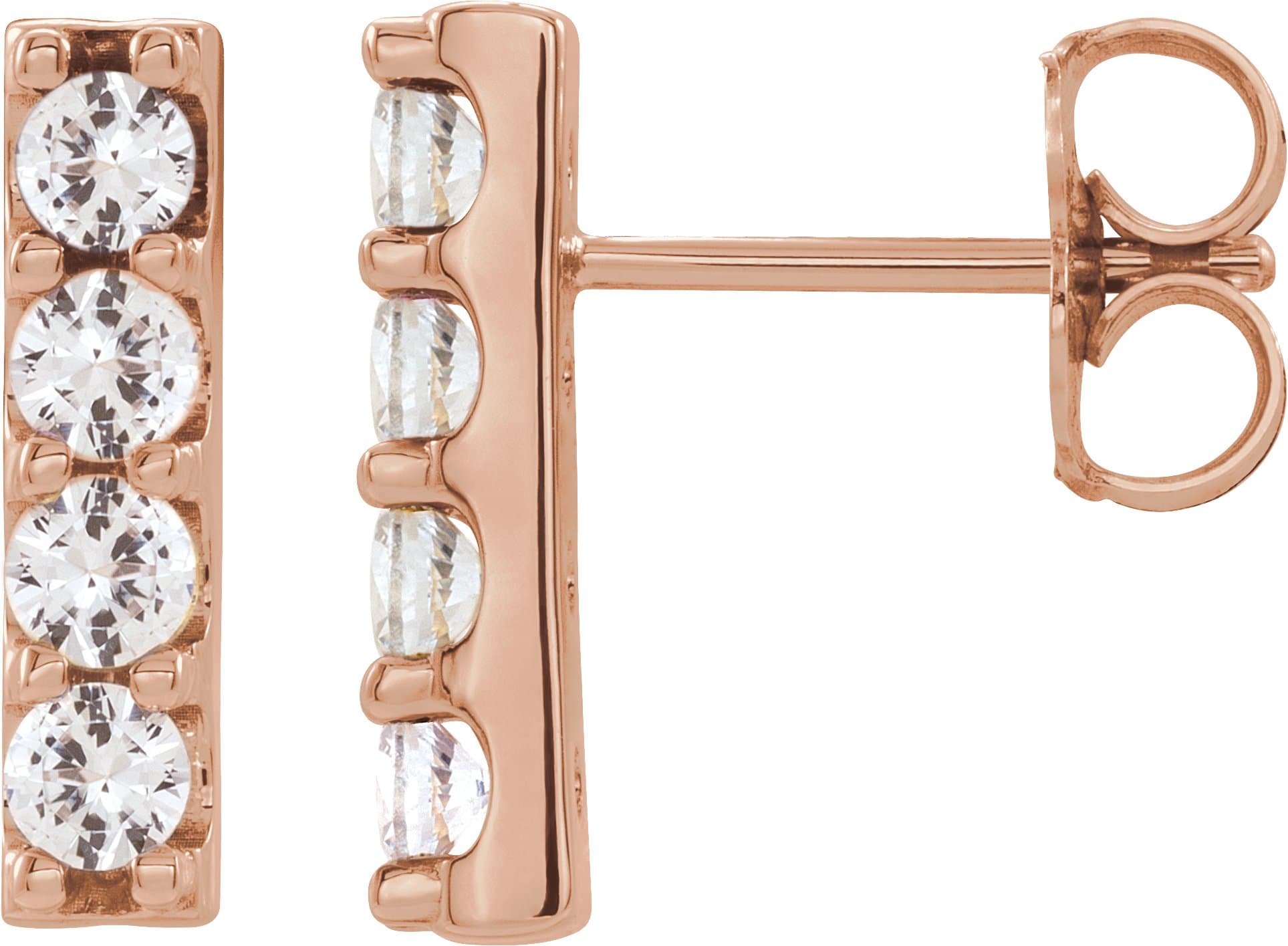 14K Yellow Gold 1/2 CTW Natural Diamond Bar Earrings