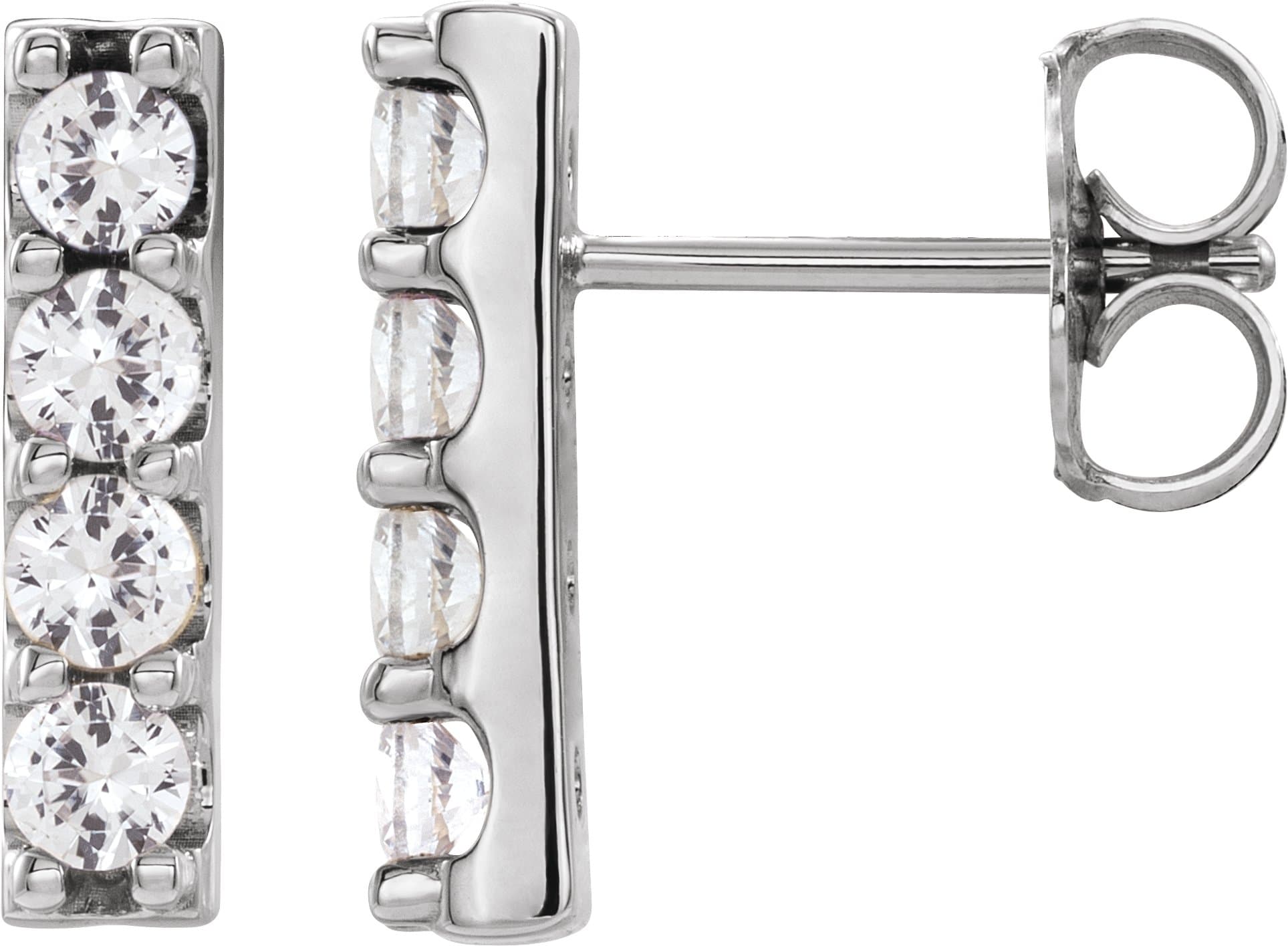 14K Rose 1/2 CTW Lab-Grown Diamond Bar Earrings