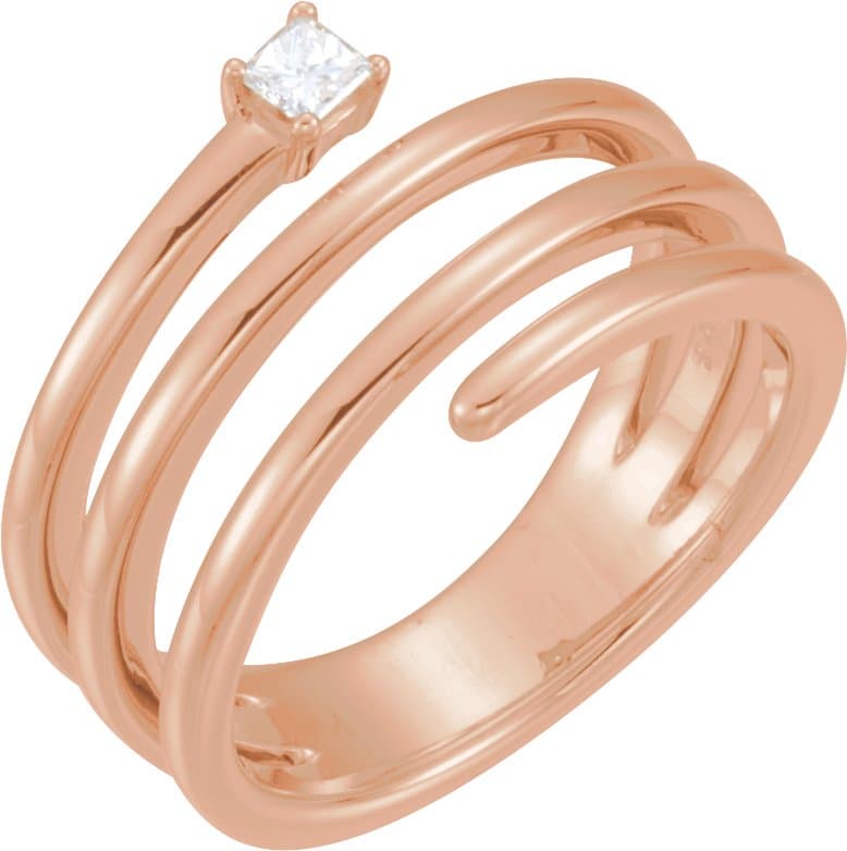 14K Rose 1/10 CTW Natural Diamond Freeform Ring