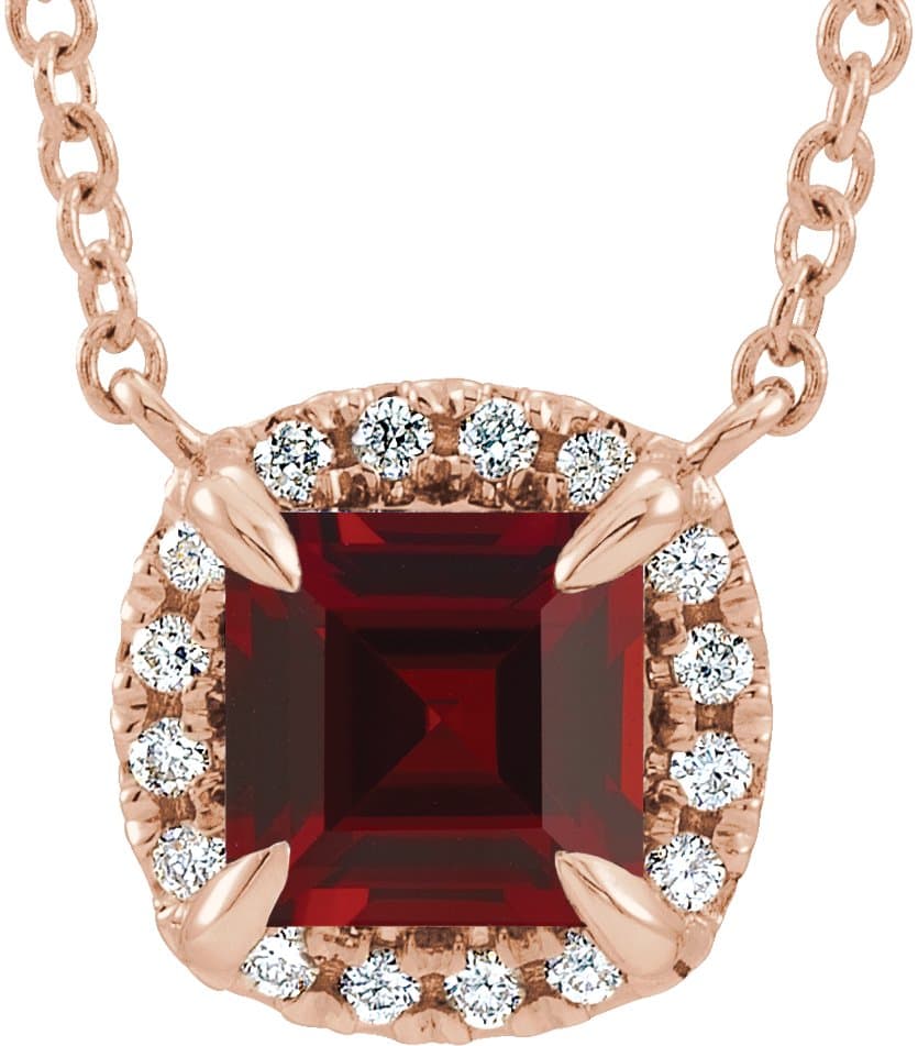14K Rose Lab-Grown Alexandrite & .05 CTW Natural Diamond 16 Necklace