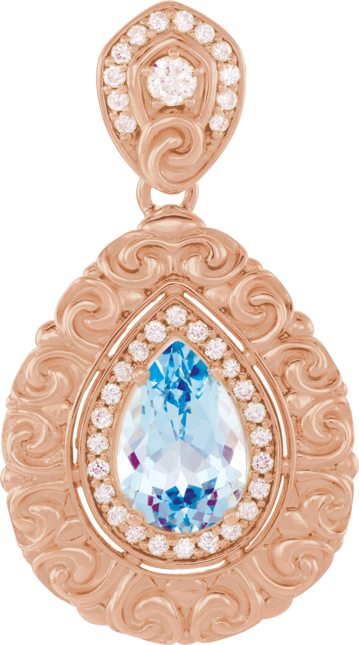 14K Yellow Swiss Blue Topaz & 1/2 CTW Diamond Pendant