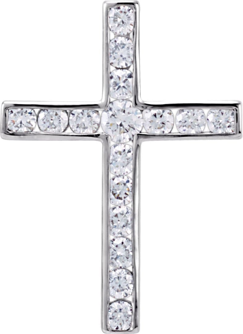 14K Rose 1 1/4 CTW Natural Diamond Cross Pendant