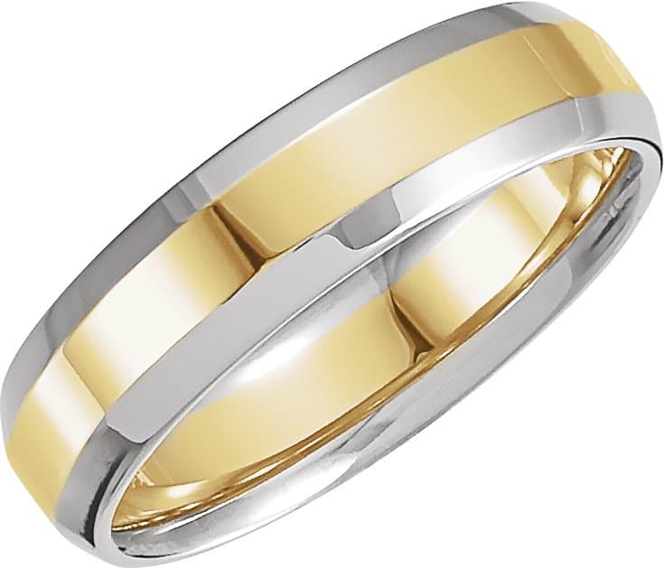 14K White/Rose 6 mm Beveled-Edge Inlay Comfort-Fit Flat Band Size 11