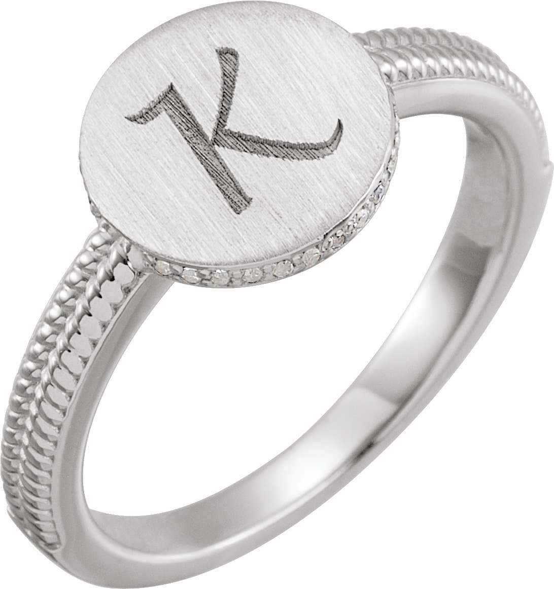 14K Rose .06 CTW Natural Diamond Signet Ring