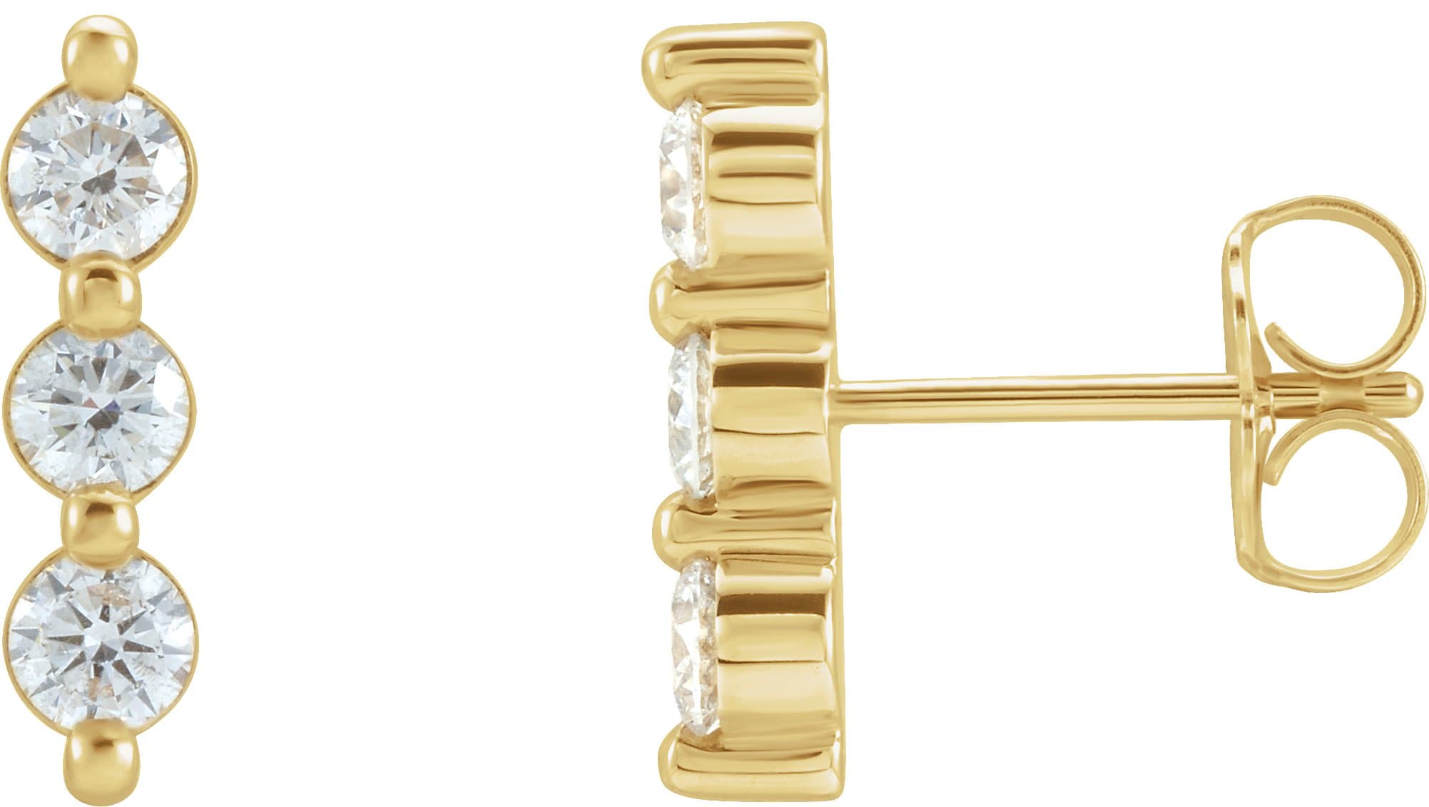14K Rose 1/4 CTW Natural Diamond Bar Earring