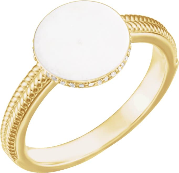 14K Rose .06 CTW Natural Diamond Signet Ring