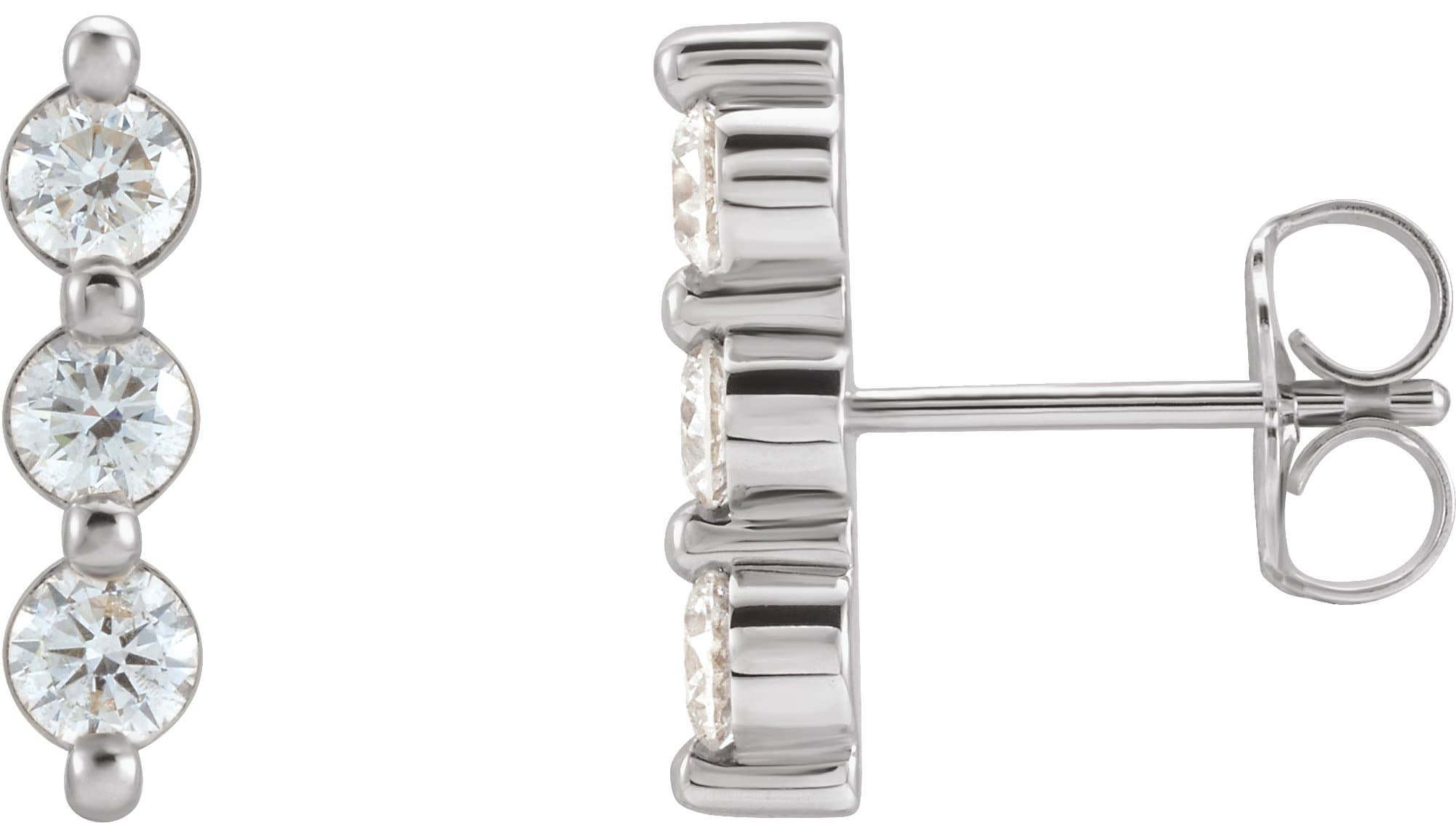 14K Rose 1/4 CTW Natural Diamond Bar Earring
