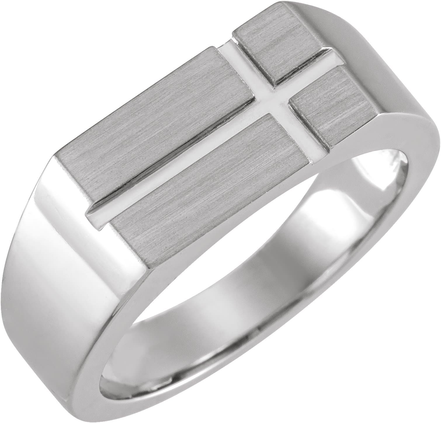 10K Rose 10.8x8.8 mm Rectangle Cross Signet Ring