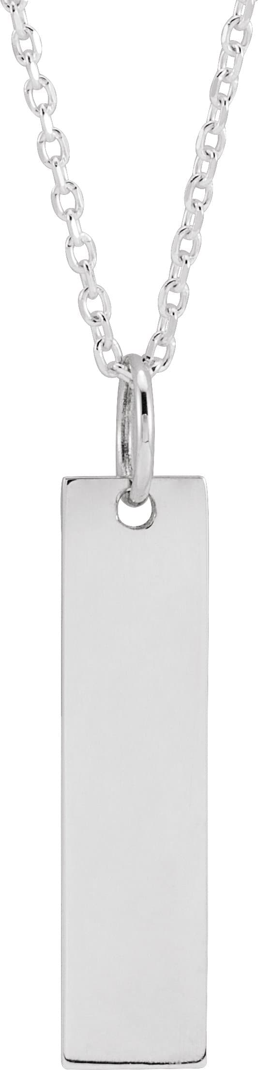 14K White 20x5 mm Engravable Bar 16-18 Necklace