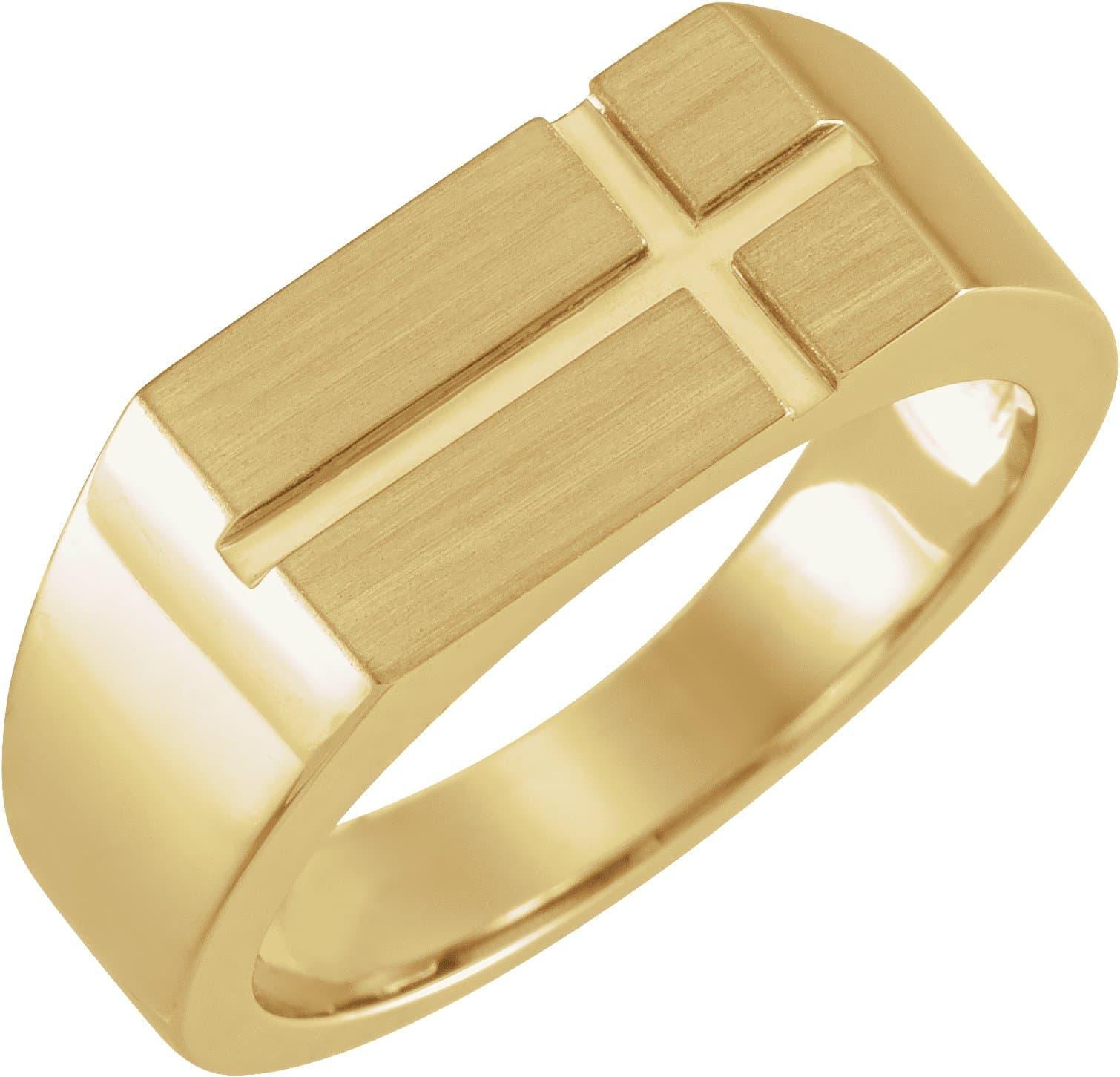 10K Rose 10.8x8.8 mm Rectangle Cross Signet Ring