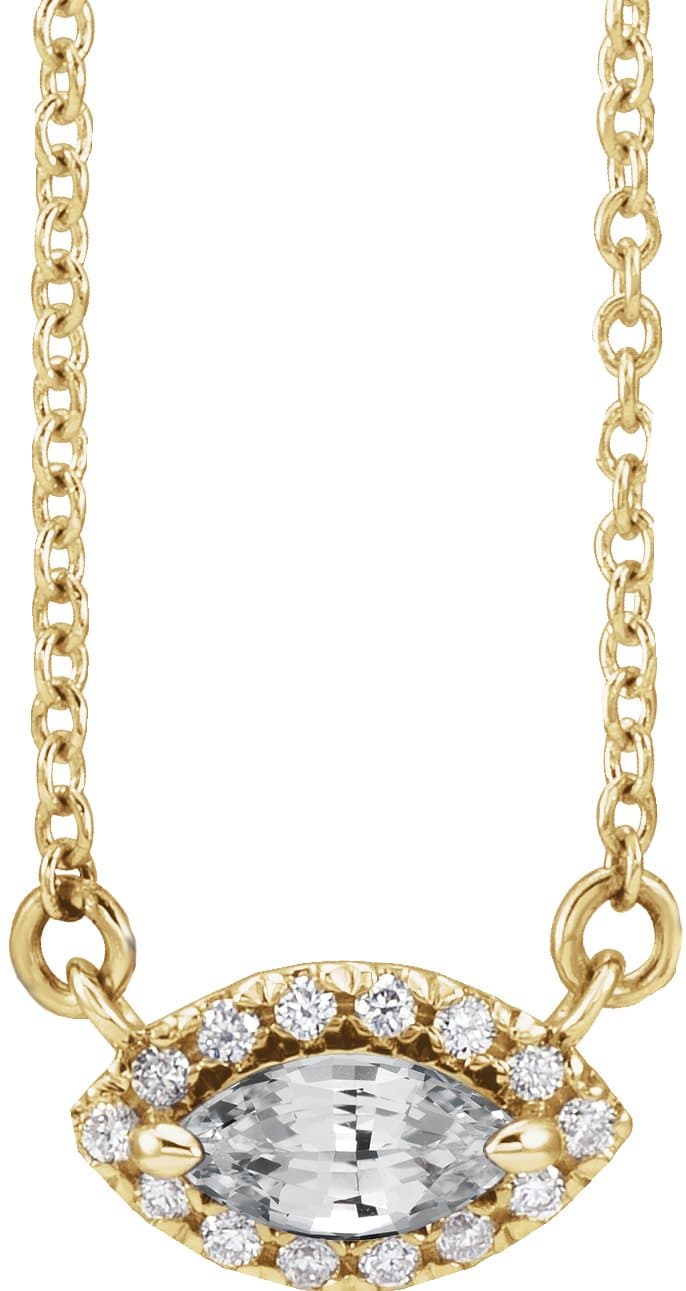 14K Rose Lab-Grown Alexandrite & .05 CTW Natural Diamond Halo-Style 16 Necklace