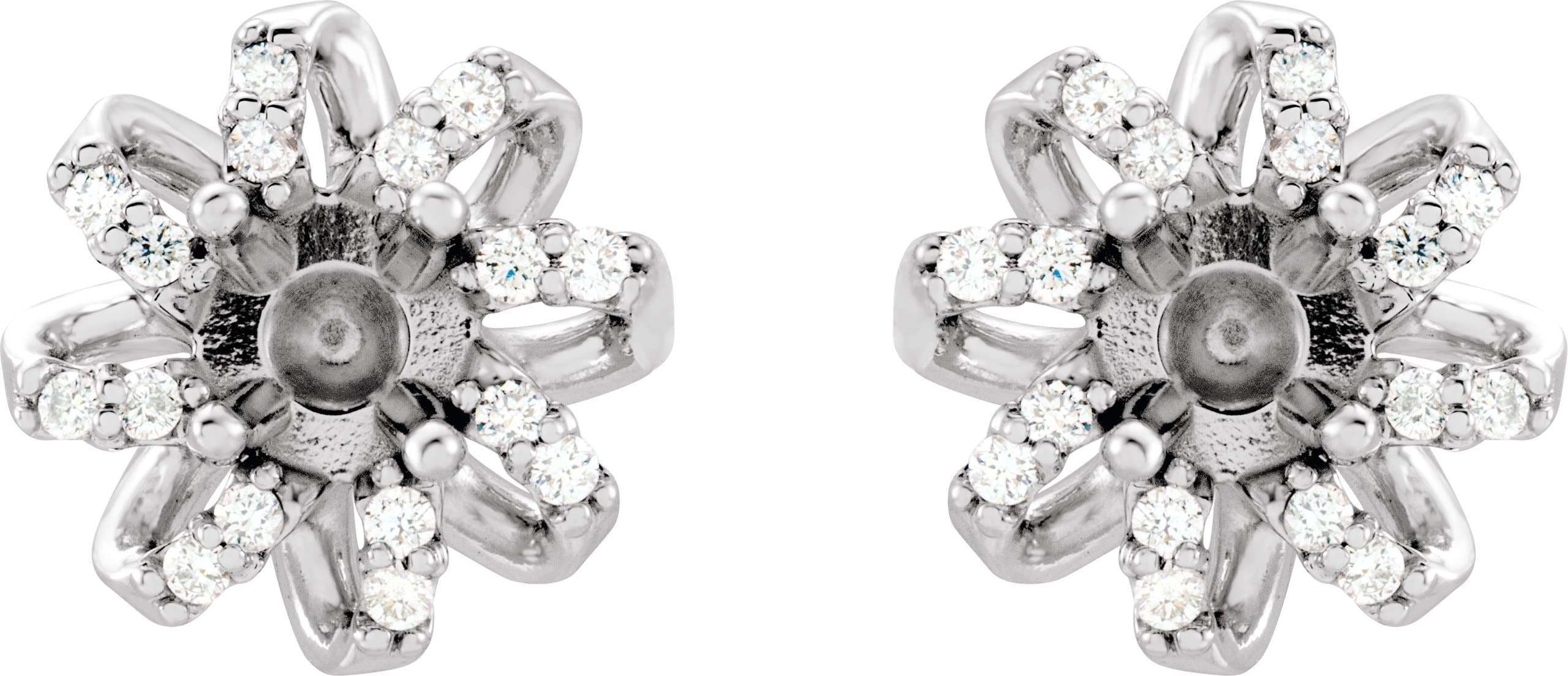 Round 4-Prong Halo-Style Twist Earrings view 2