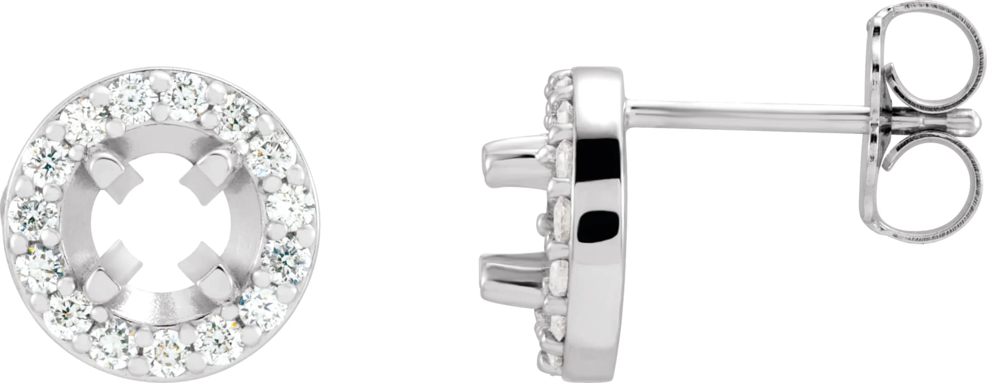 Round 4-Prong Halo-Style Earrings, view 2