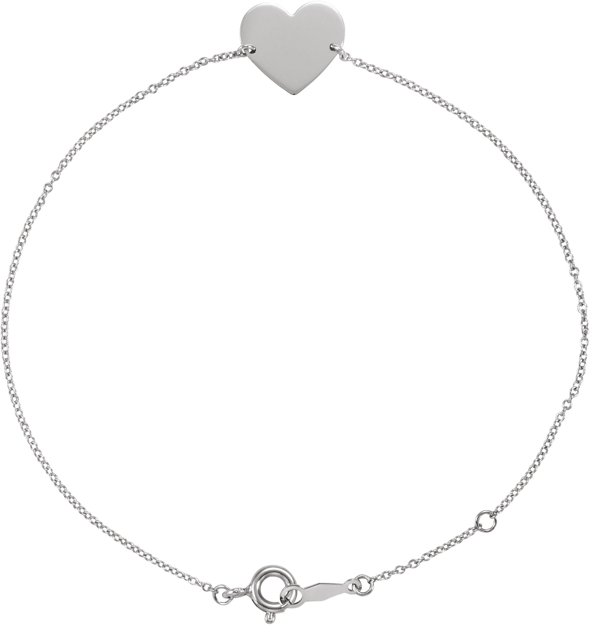 14K Rose Engravable Heart 7-8" Bracelet
