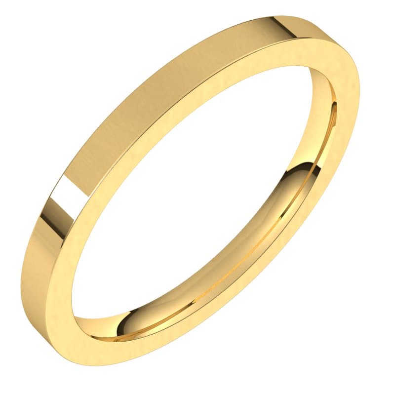 10K Yellow 2 mm Comfort-Fit Flat Band Size 10