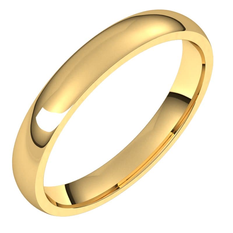 14K Yellow 3 mm Half Round Comfort Fit Light Band Size 6