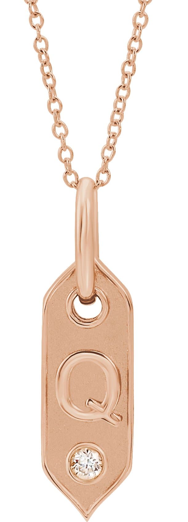 14K Rose .05 CT Natural Diamond Initial D 16-18 Necklace