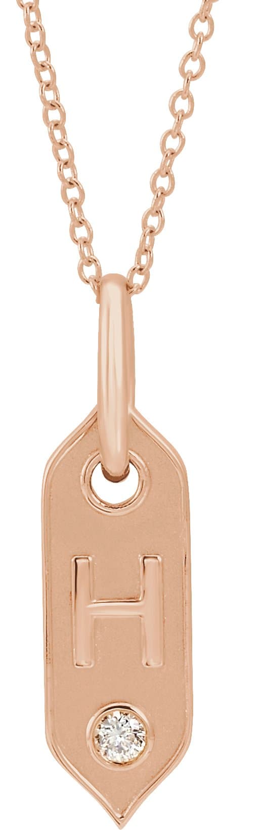 14K Rose .05 CTW Natural Diamond Initial A Pendant Mounting