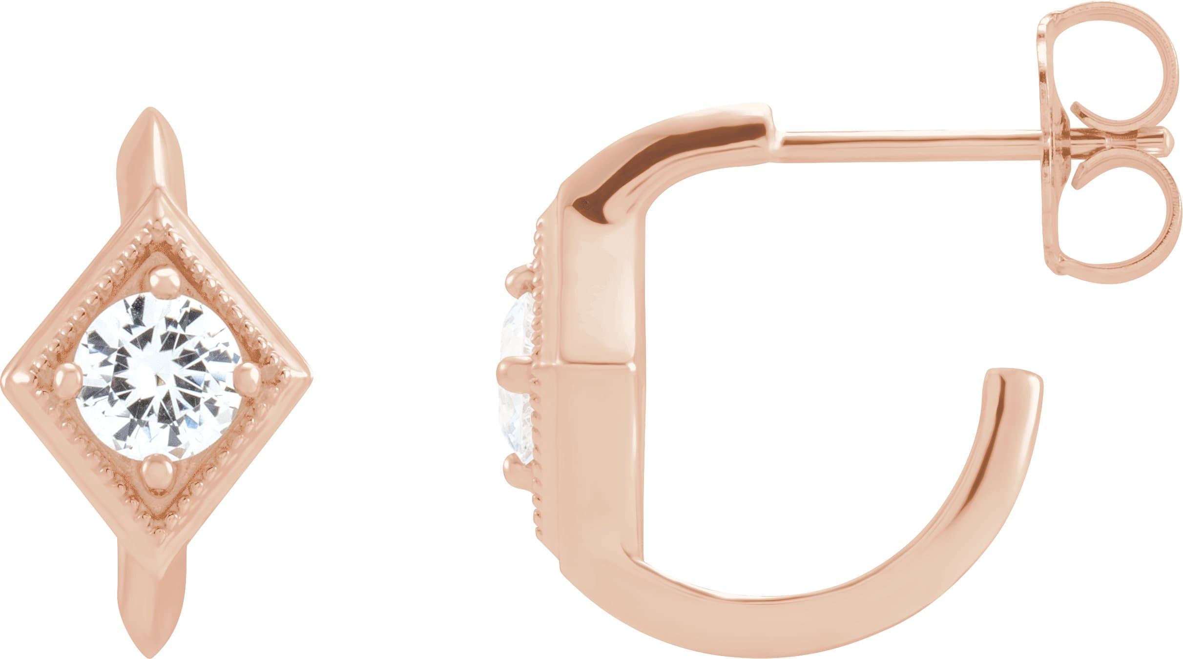 14K Rose Natural Pink Sapphire Geometric 13.58 mm Hoop Earrings