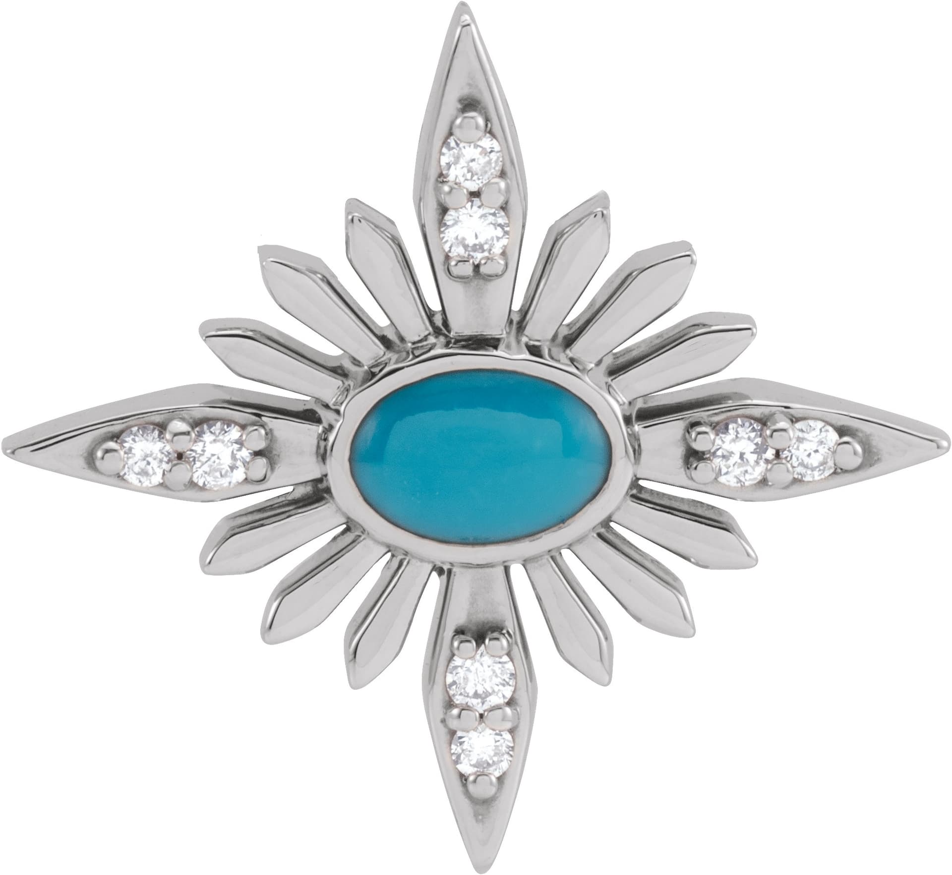 14K White Natural Ethiopian Opal & .08 CTW Natural Diamond Pendant