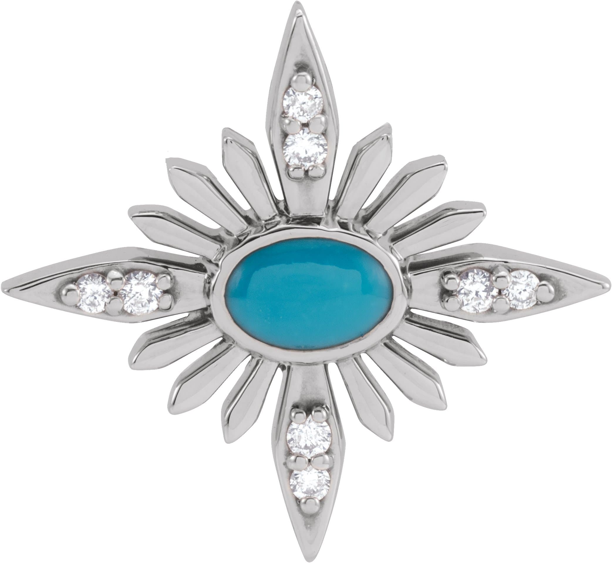 14K White Natural Ethiopian Opal & .08 CTW Natural Diamond Pendant