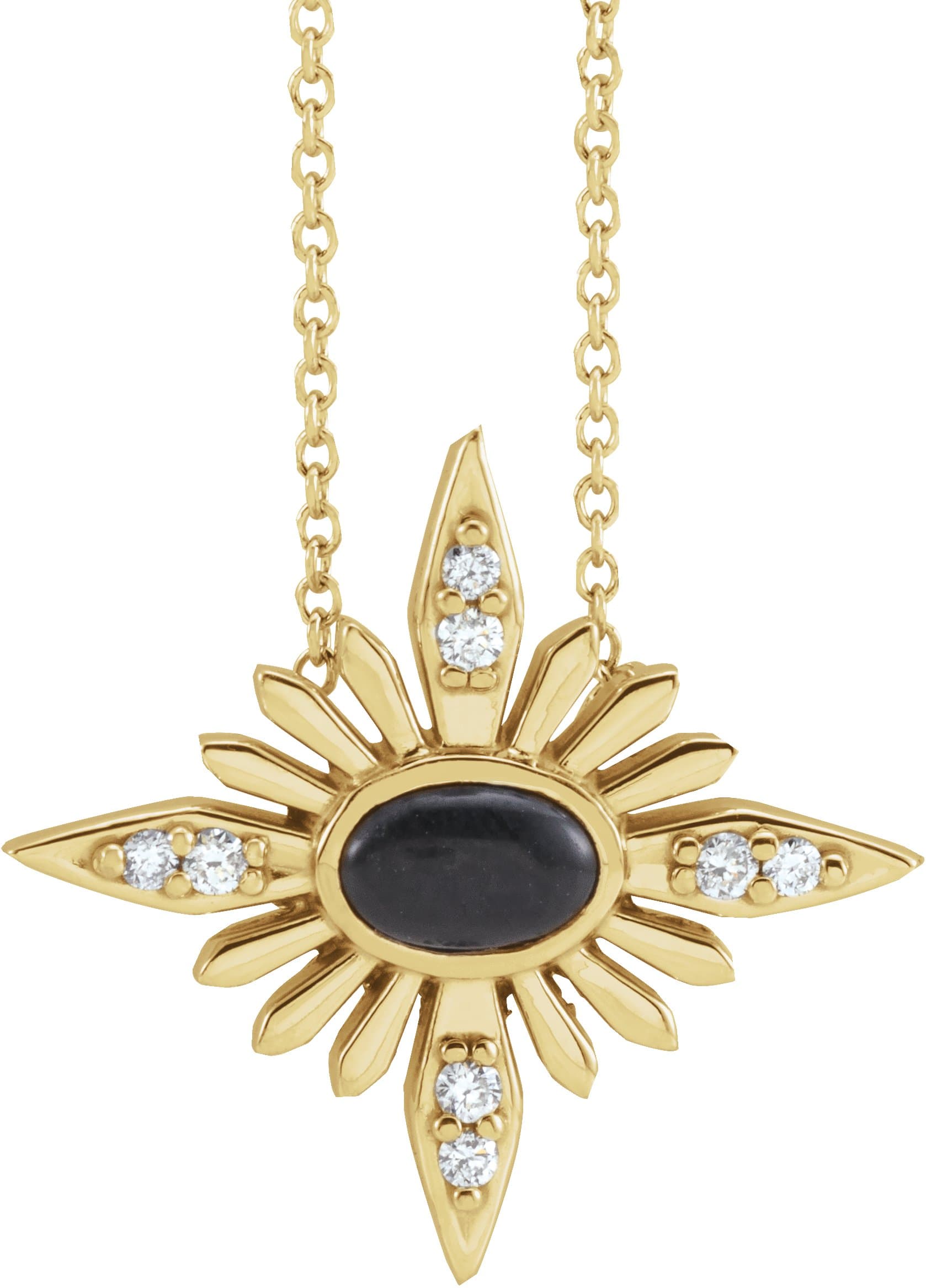 14K Rose Natural Black Onyx & .08 CTW Natural Diamond 16-18 Necklace