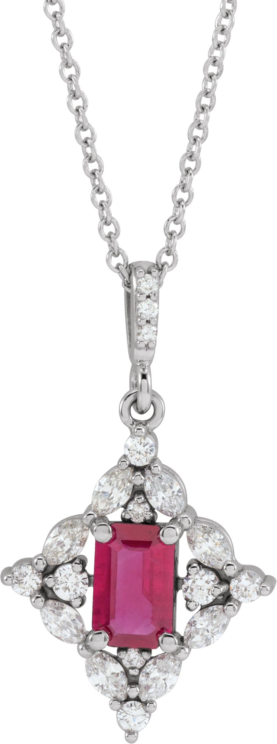 14K Rose Natural Emerald & 1/3 CTW Natural Diamond 16-18 Necklace