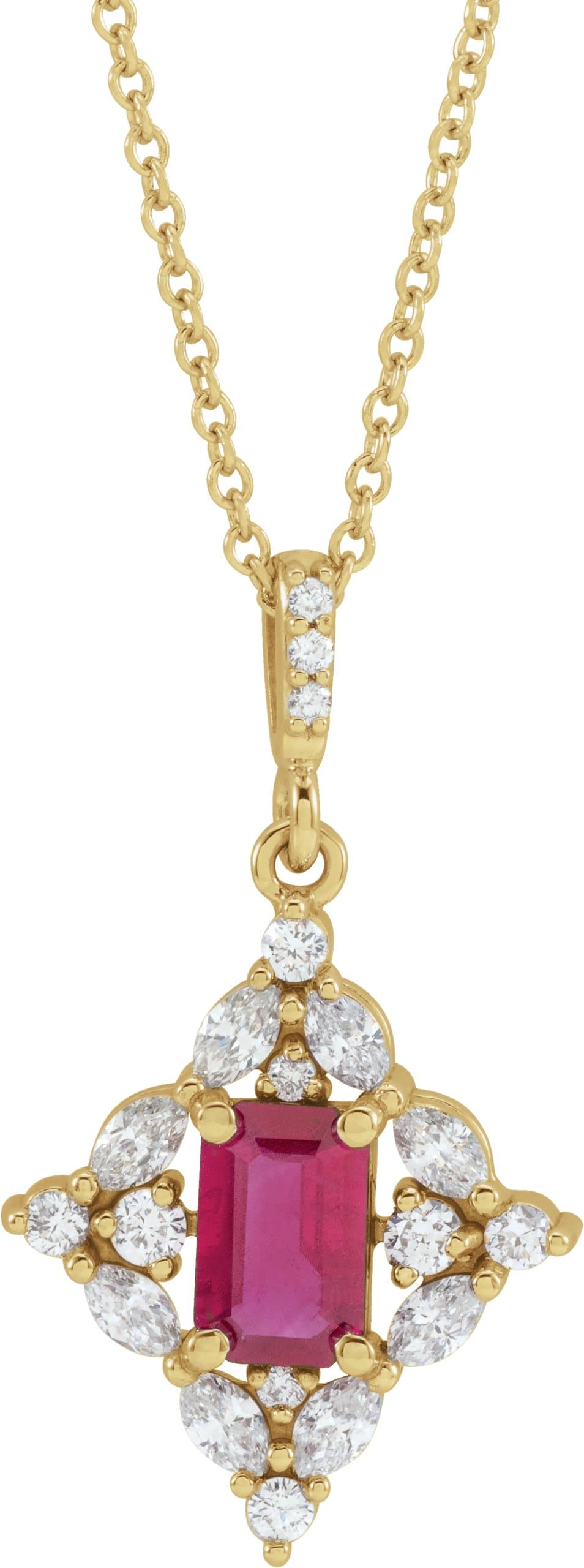 14K Rose Natural Emerald & 1/3 CTW Natural Diamond 16-18 Necklace