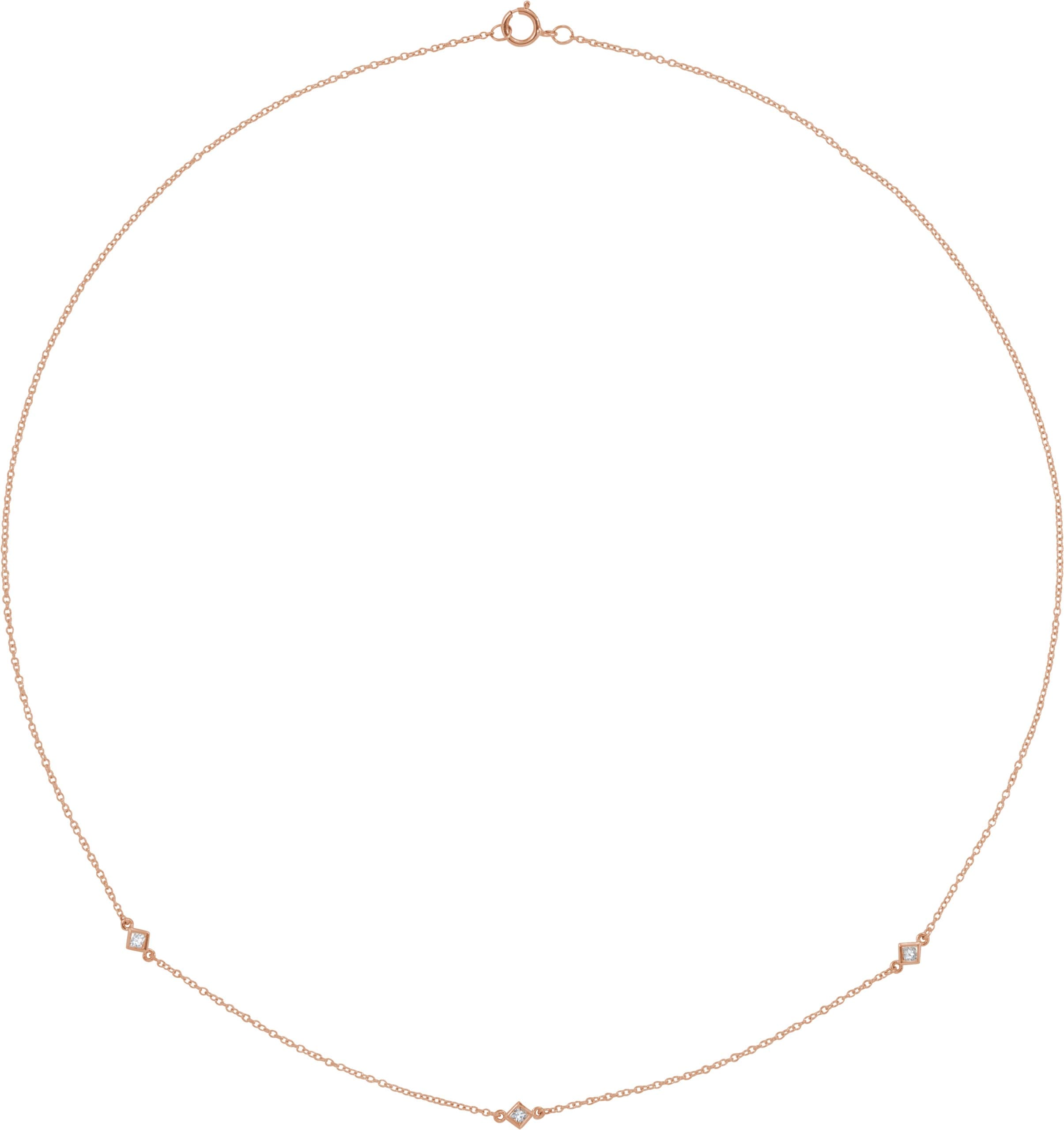 14K Rose 1/4 CTW Natural Diamond 5-Station 16 Necklace