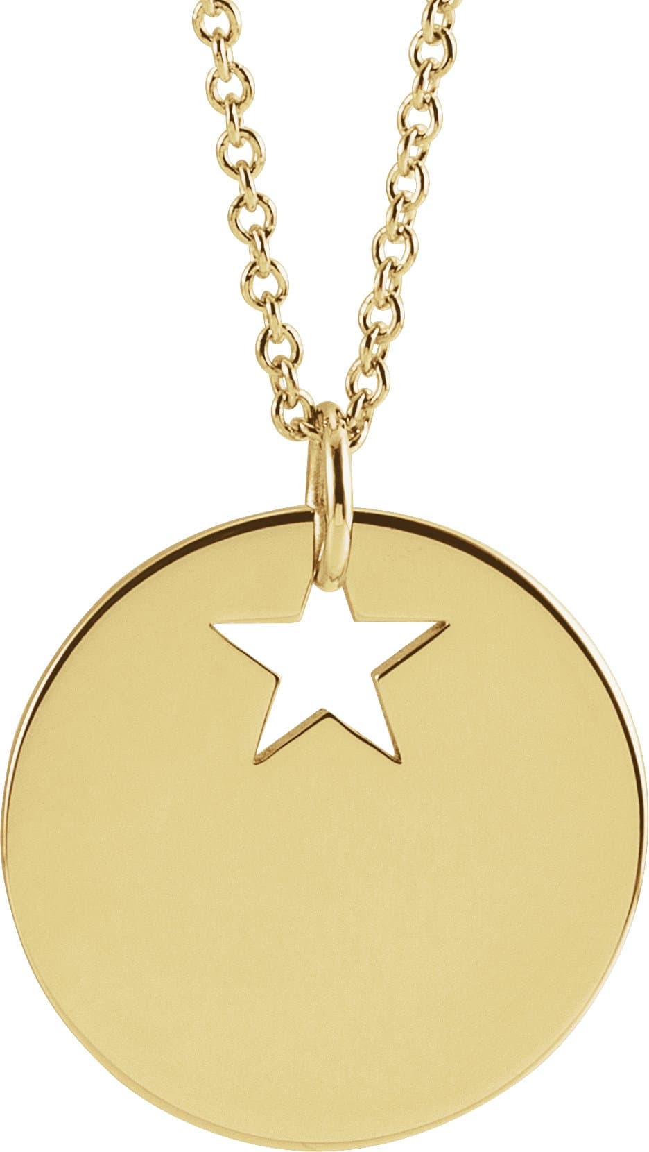 14K Rose Pierced Heart 15 mm Disc 16-18 Necklace