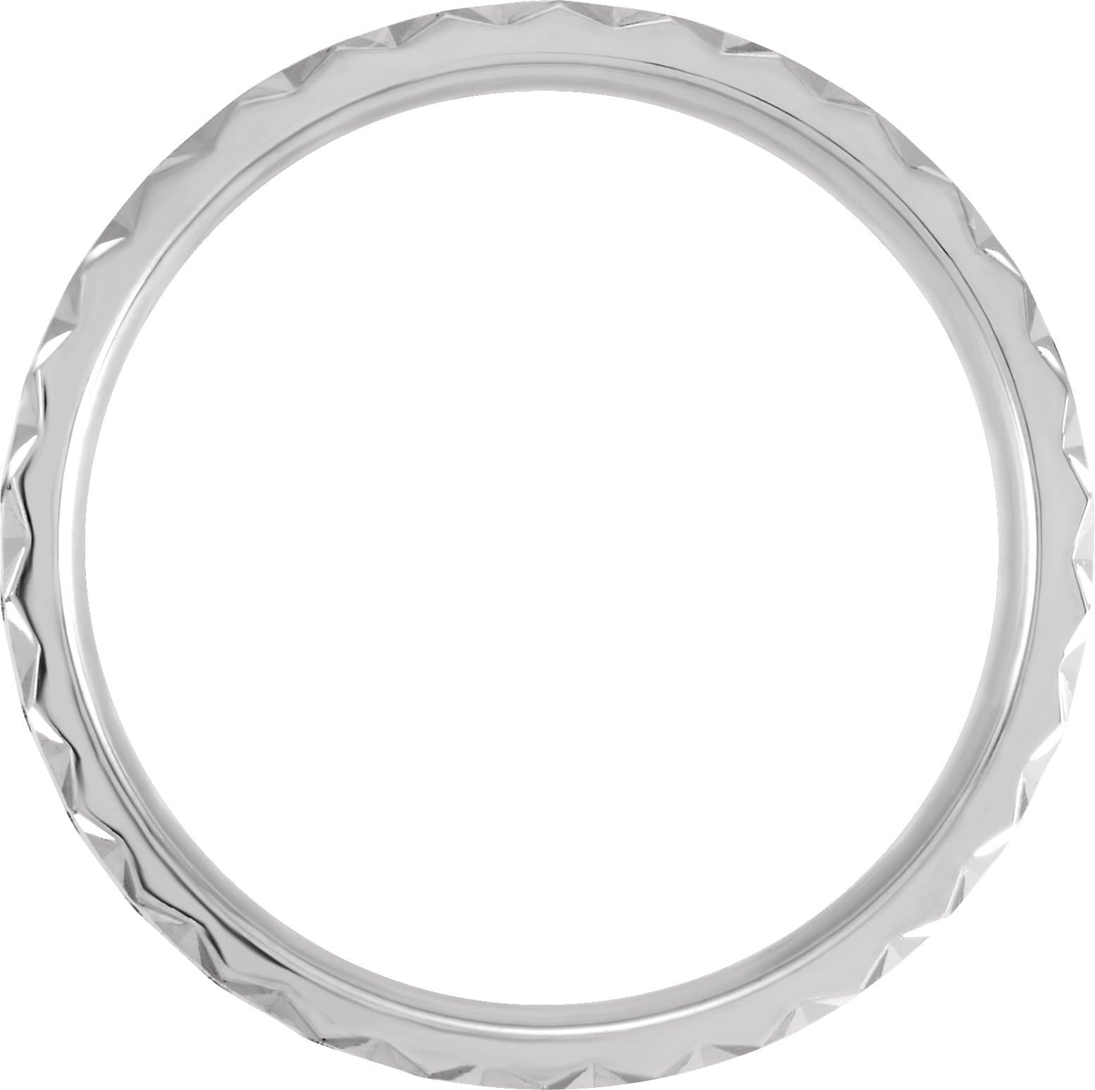 Geometric Faceted Edge Comfort-Fit Half Round Band with Satin Finish view 2