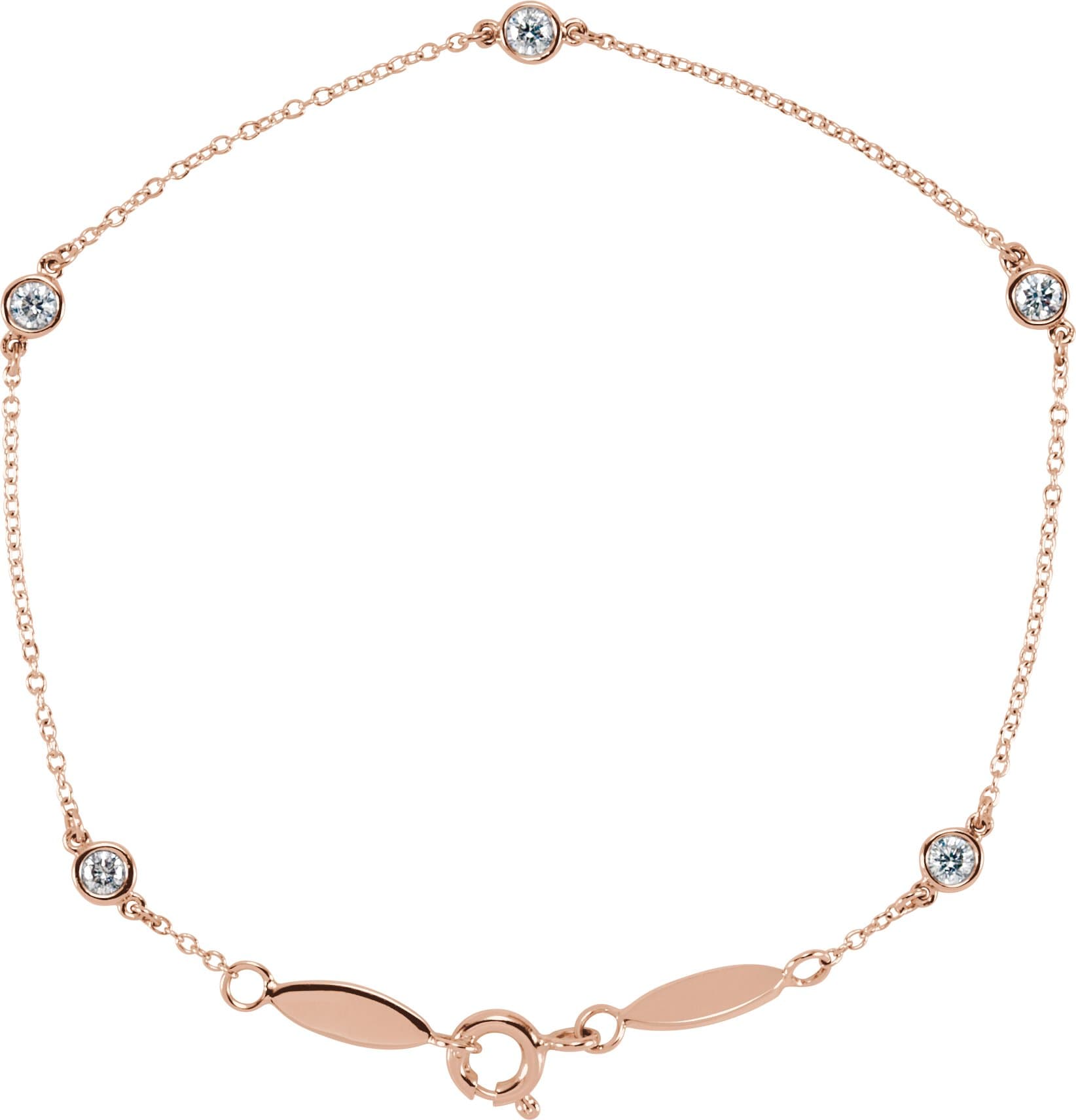 14K Rose Gold 1/3 CTW Natural Diamond Bezel-Set Station 7" Bracelet