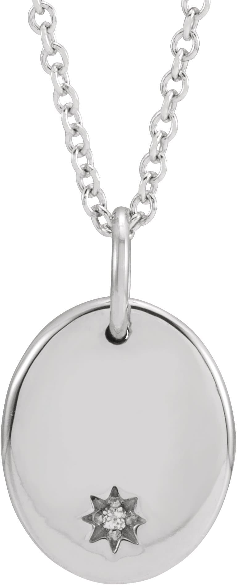 14K Rose Engravable .005 CT Natural Diamond 16-18 Necklace