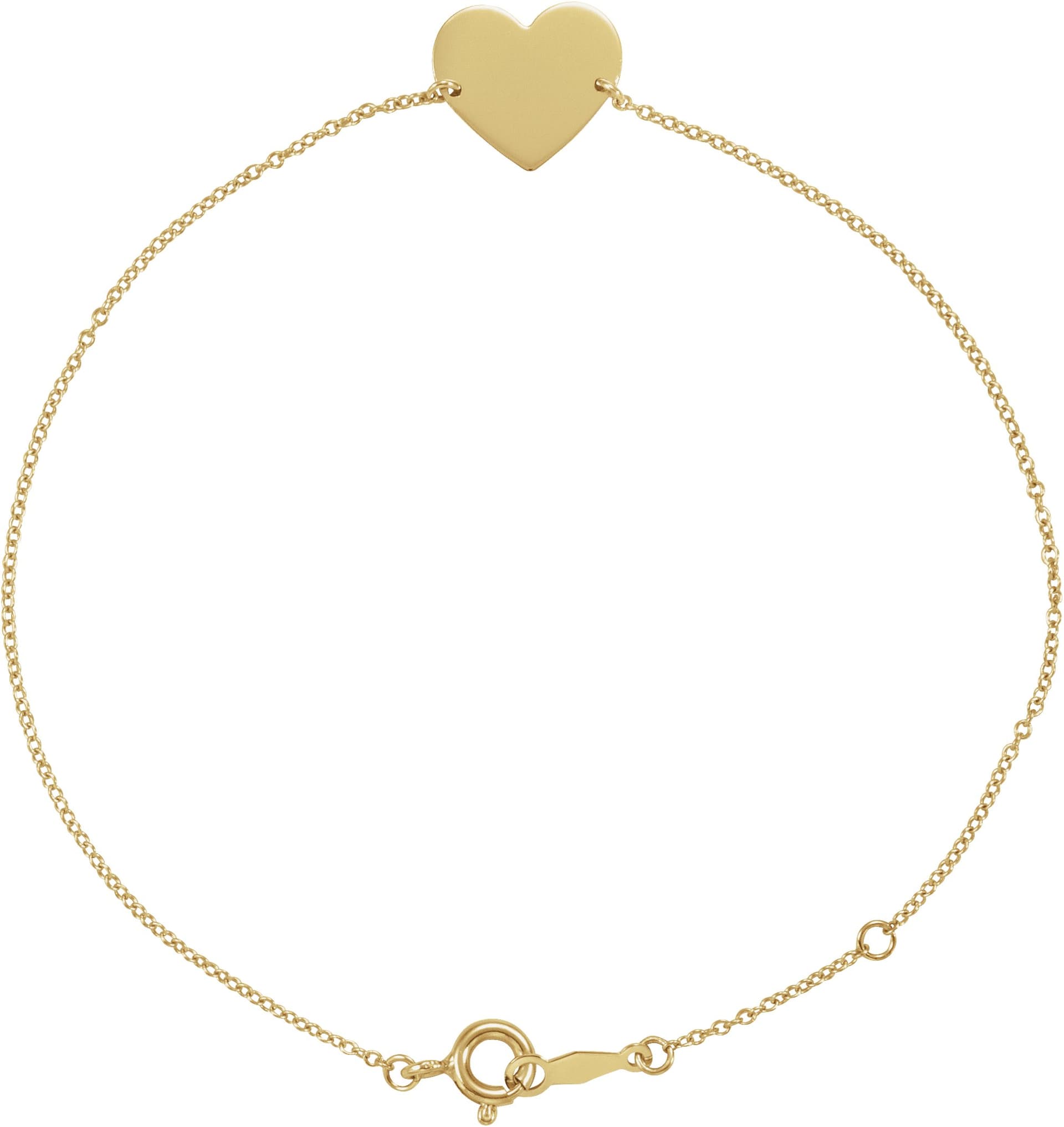 14K Rose Engravable Heart 7-8" Bracelet