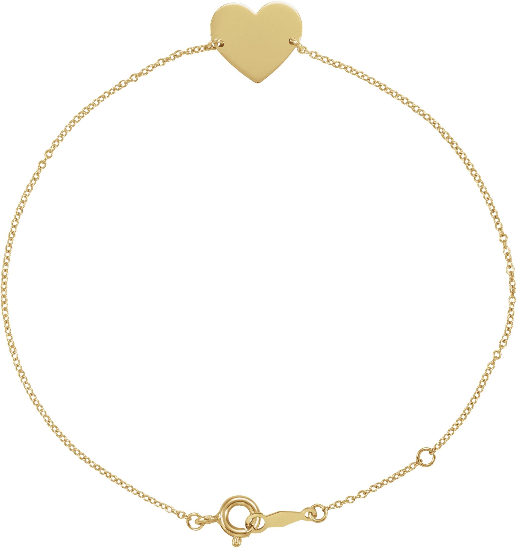 14K Rose Engravable Heart 7-8" Bracelet