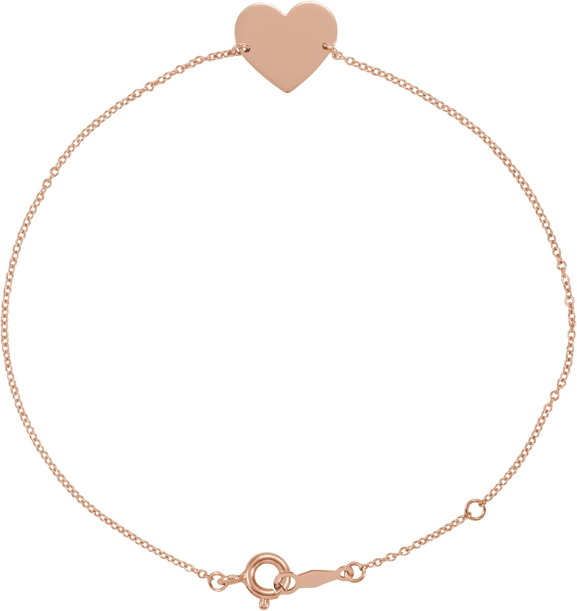 14K Rose Engravable Heart 7-8" Bracelet