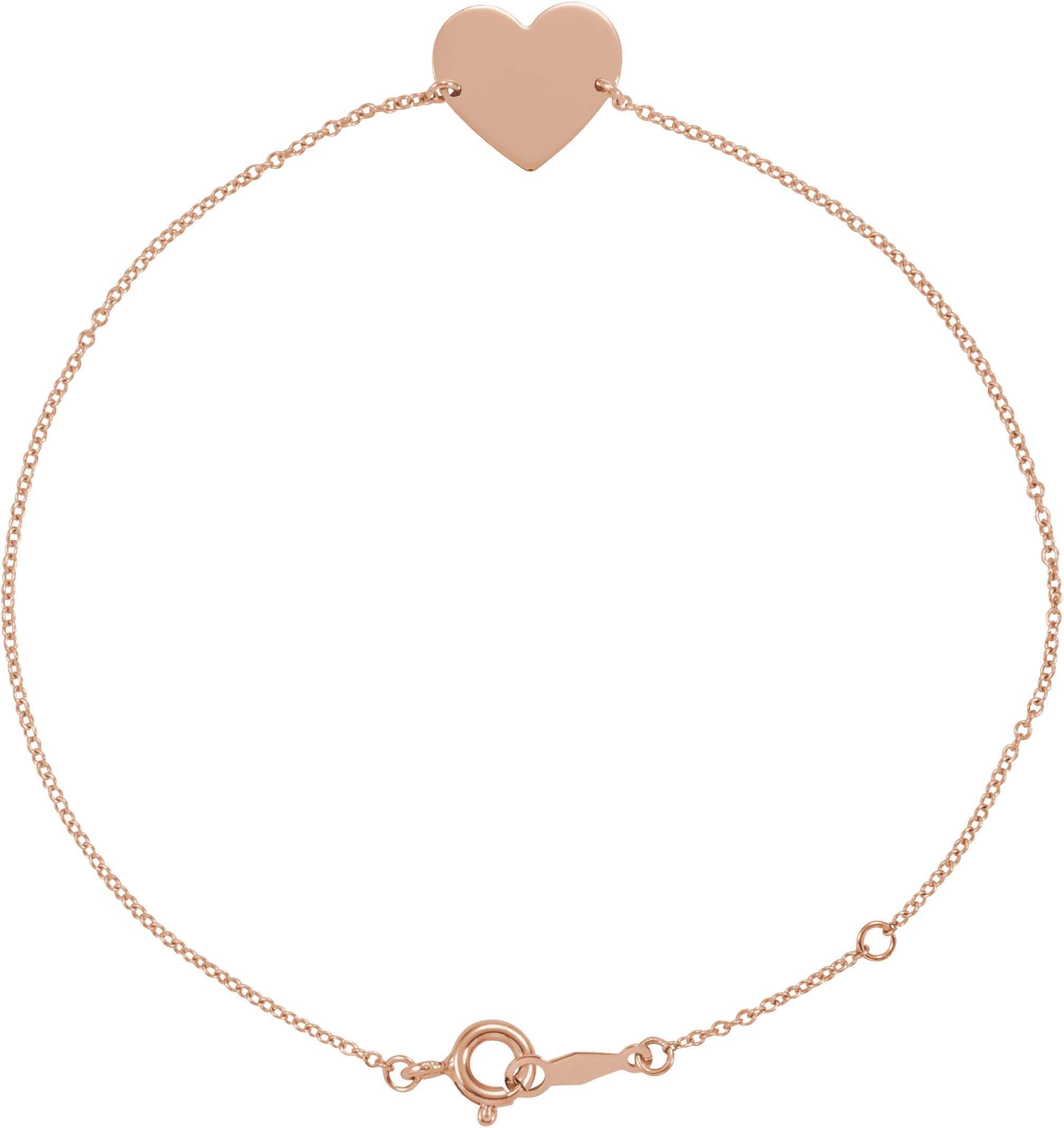 14K Rose Engravable Heart 7-8" Bracelet