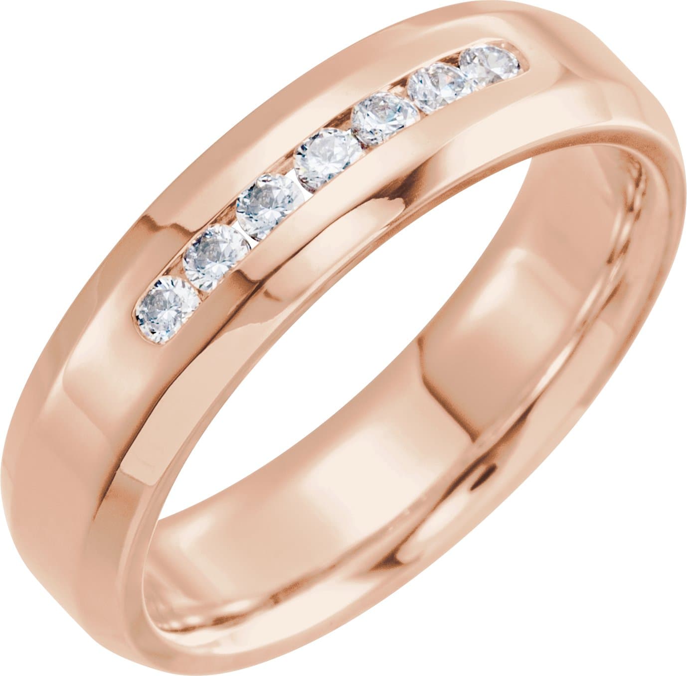 14K Rose 1/4 CTW Natural Diamond Beveled-Edge Band Size 13