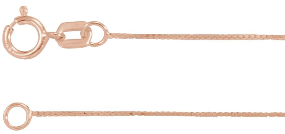 14K Rose .55 mm Box 7" Chain