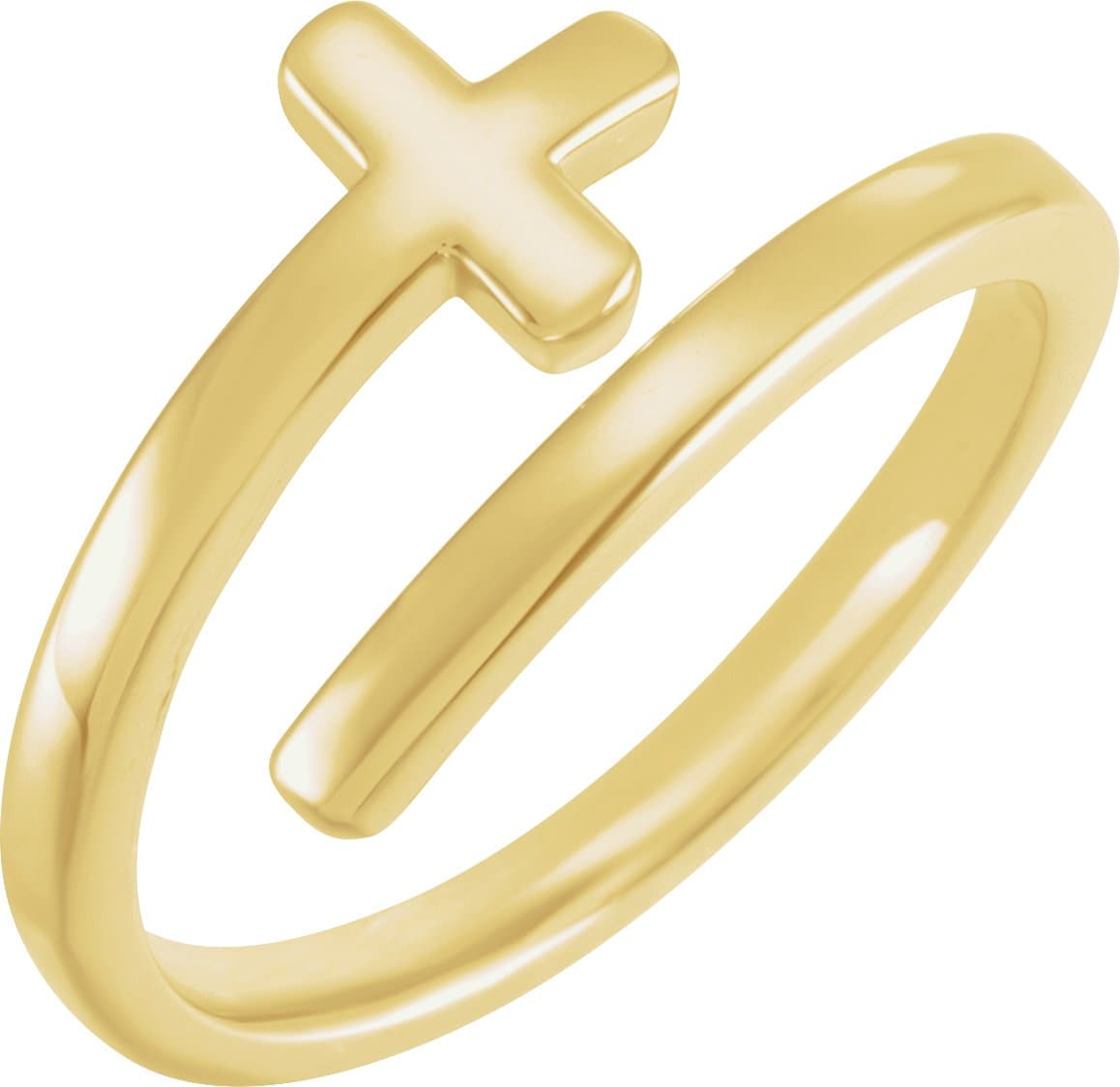 14K Rose Engravable Sideways Cross Ring