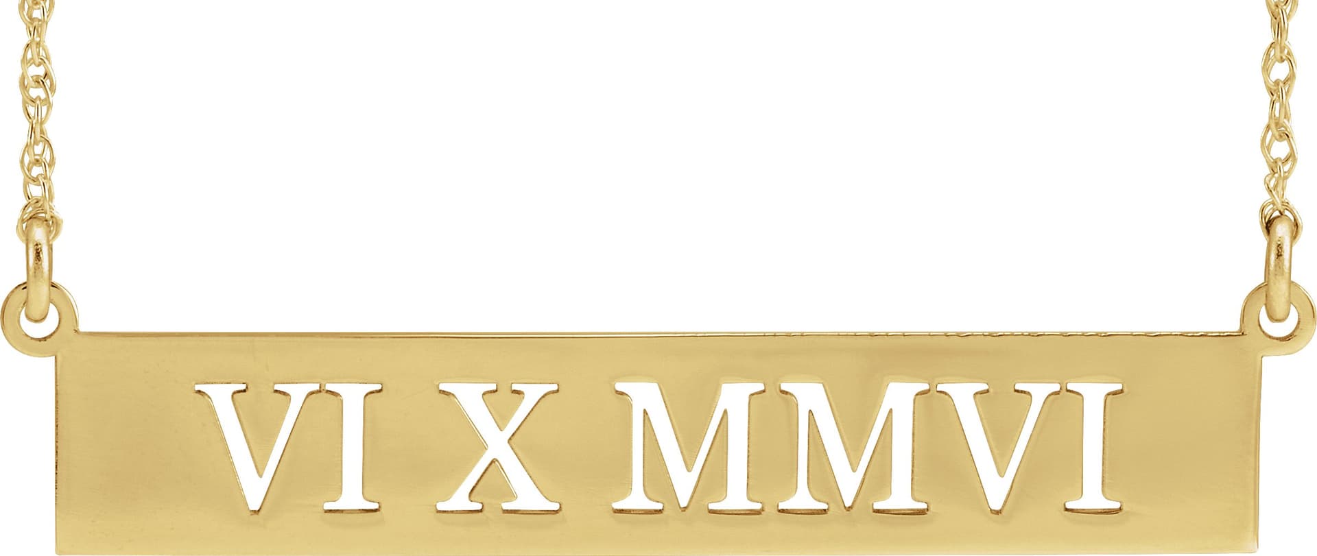 10K White Gold Pierced Roman Numeral Date 16" Necklace