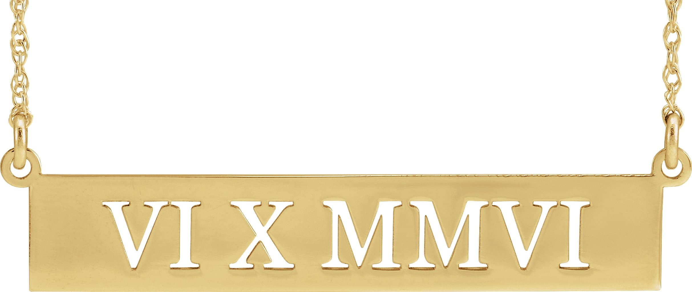 10K White Gold Pierced Roman Numeral Date 16" Necklace