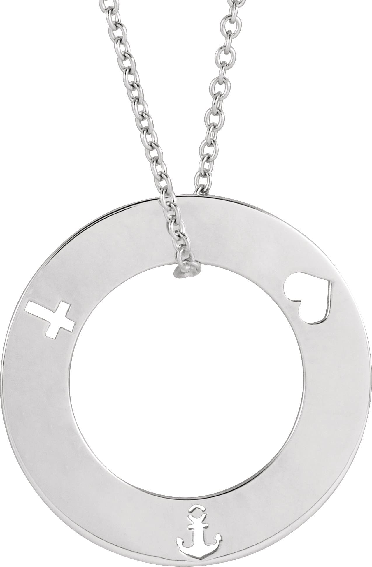14K White Engravable Pierced Loop 16-18 Necklace