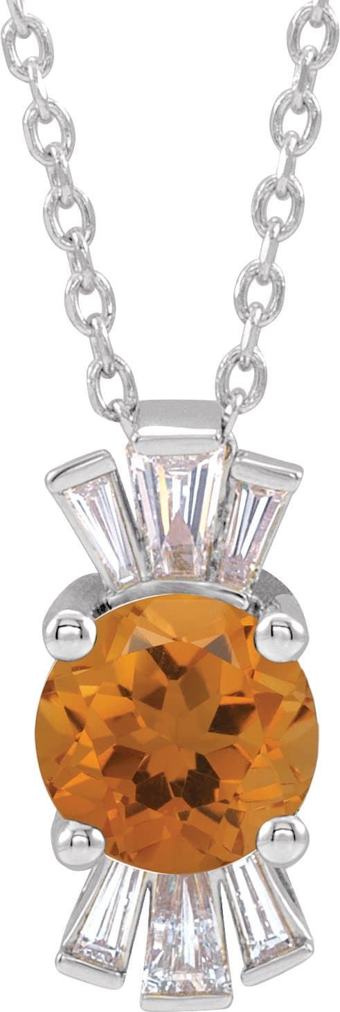 14K Rose Lab-Grown Alexandrite & 1/6 CTW Natural Diamond 16-18 Necklace