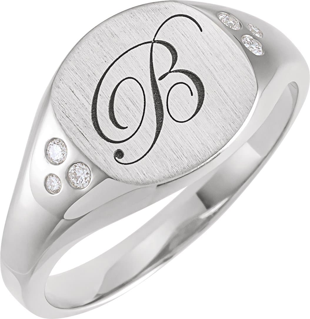 Engravable Square Signet Ring view 3